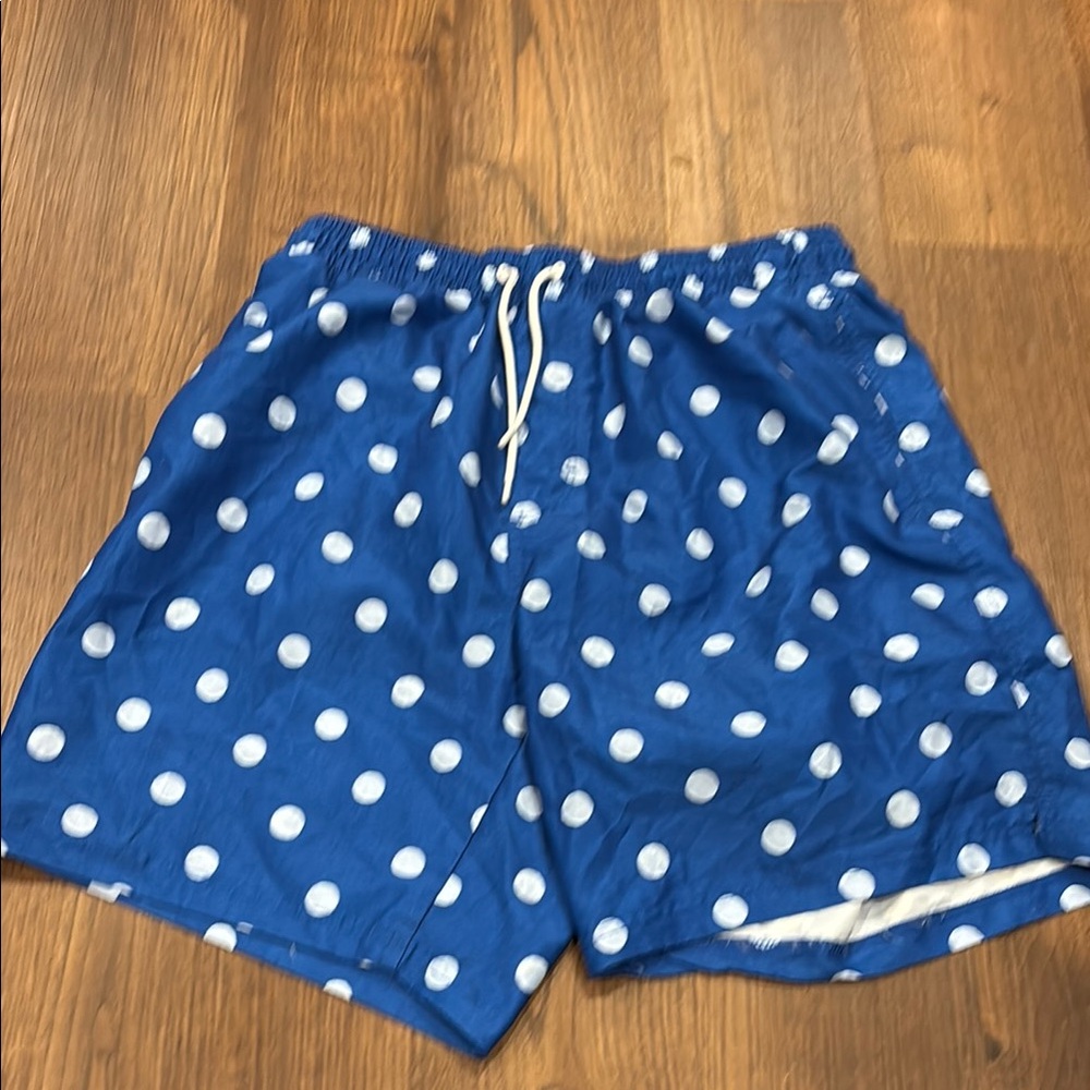 Old Navy Blue and White Polka Dot Swim Board Shorts